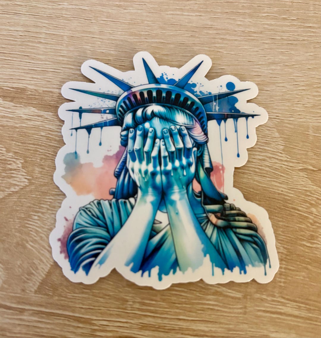 Statue of Liberty in Despair Sad Depressed Angry Sticker/liberal ...