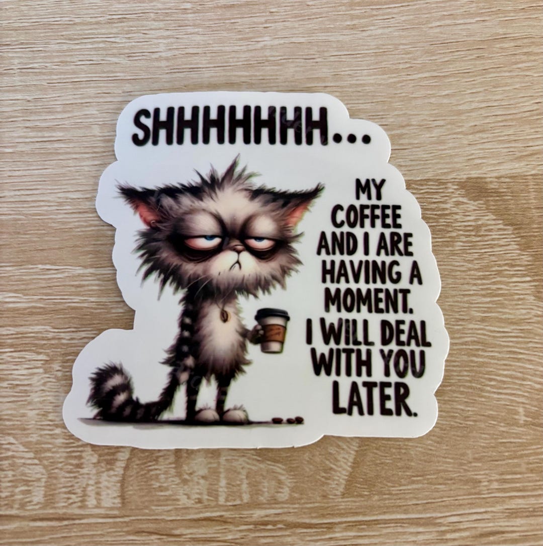 Coffee Cat Sticker: Sassy Laptop Decal - Etsy