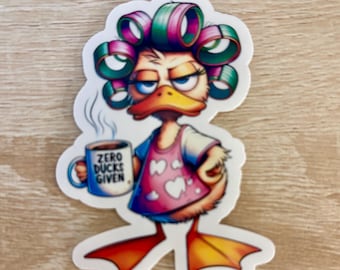Stay warm it’s ducking cold out Sticker: Sassy Duck with Coffeee scarfs