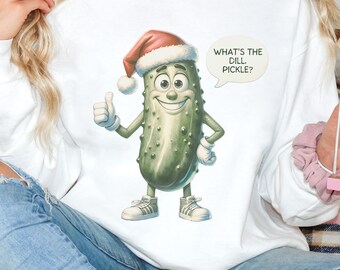 Funny Christmas Pickle Sweatshirt: Comfort Colors Holiday Crewneck