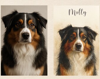 Custom Dog Portrait from Photo, Digital Pet Memorial Gift, Watercolor Dog Art, Christmas Gift for Dog Mom, Last Minute Printable