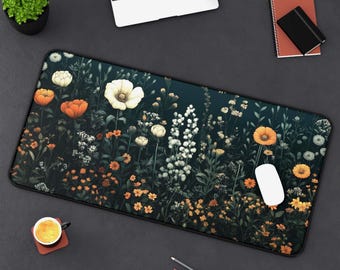 Cottagecore Floral Desk Mat - Vintage Botanical Design for Home Office, Desk Accessories, Work From Home Gift, Nature Inspired Decor