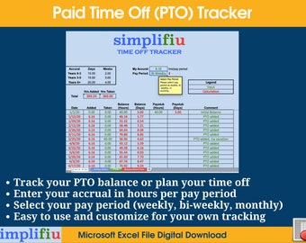 PTO Paid Time Off Tracker Excel Spreadsheet