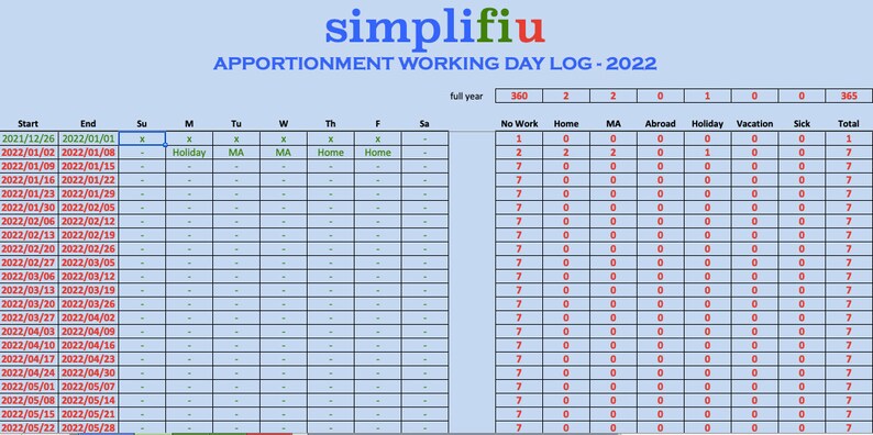 Apportionment Wages Working Day Log Excel Spreadsheet | State Income ...