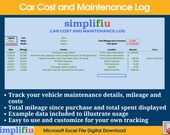 Auto Car Vehicle Maintenance Cost Tracker Excel Spreadsheet