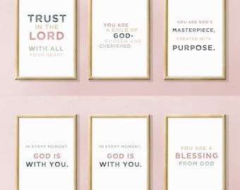 Christian Affirmations Bundle, Kids room art, Playroom wall art, Inspirational Nursery, Scripture for Kids, Homeschool, Scripture Posters