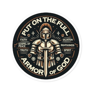 Armor of God Premium Round Vinyl Stickers, Indoor\Outdoor