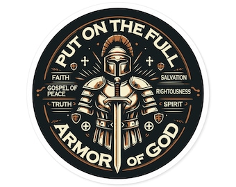 Armor of God Premium Round Vinyl Stickers, Indoor\Outdoor