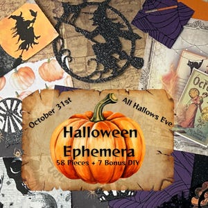 Halloween Junk Journal Kit: Witchy Ephemera, Pumpkins & Spooky Embellishments