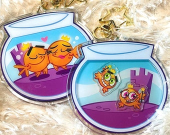 Fairly Odd Parents Shaker Keychain Cosmo and Wanda Fishbowl