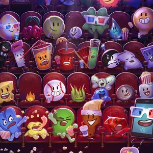 BFDI X Inanimate Insanity &quot;Out to the Theater&quot; Poster Print (11&quot;x17&quot;) 2023