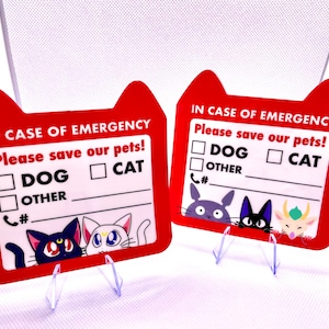 Save Our Pets Window Cling - Anime Mascot Style - In Case of Emergency