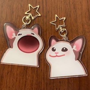 Pop Cat Keychain - 2.5 Inches Large, Doublesided