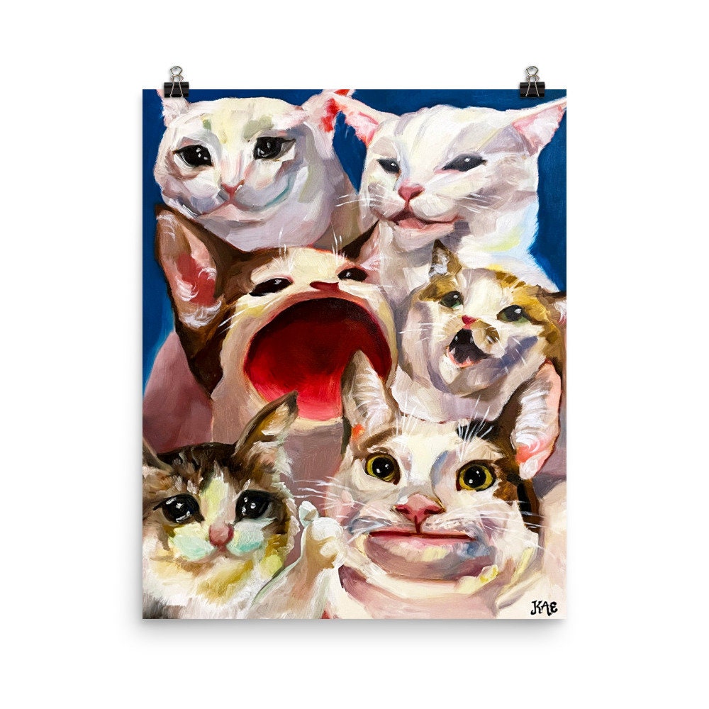 Funny Cat Meme Blur Tapestry for Sale by volkaneeka