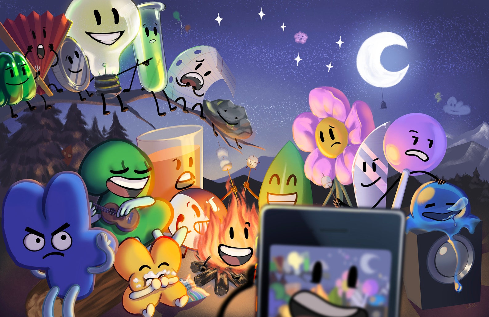 Campfire Song Objects BFDI X II 2022 Meetup Print 11 X 17, 2022 Etsy