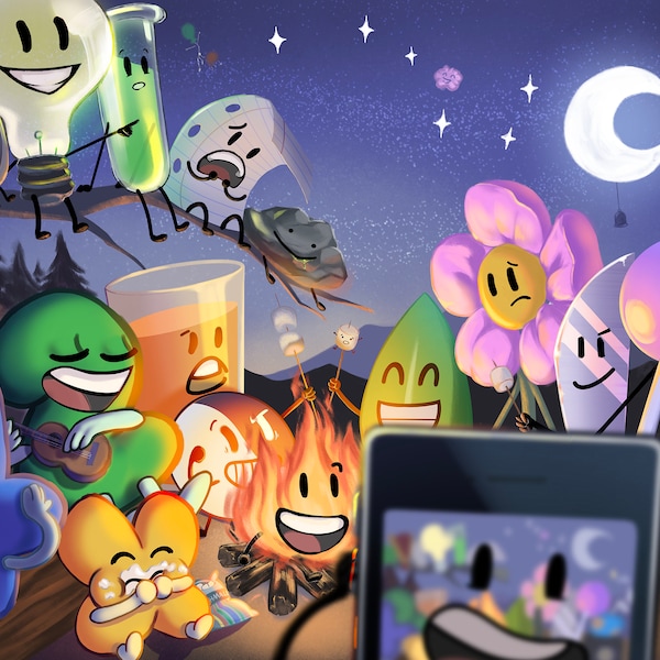 Campfire Song Objects - BFDI X II 2022 Meetup Print (11" x 17", 2022)