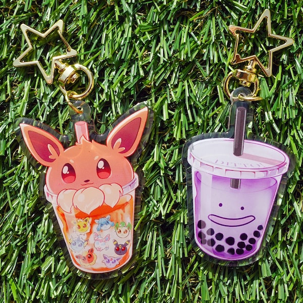 Pokemon Boba Keychain - 2.5 " Acrylic - Ditto, Eeveeloutions