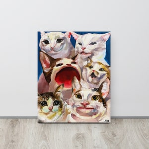 Meme Cat Canon 1 CANVAS van olieverfschilderij (2021, origineel stuk)