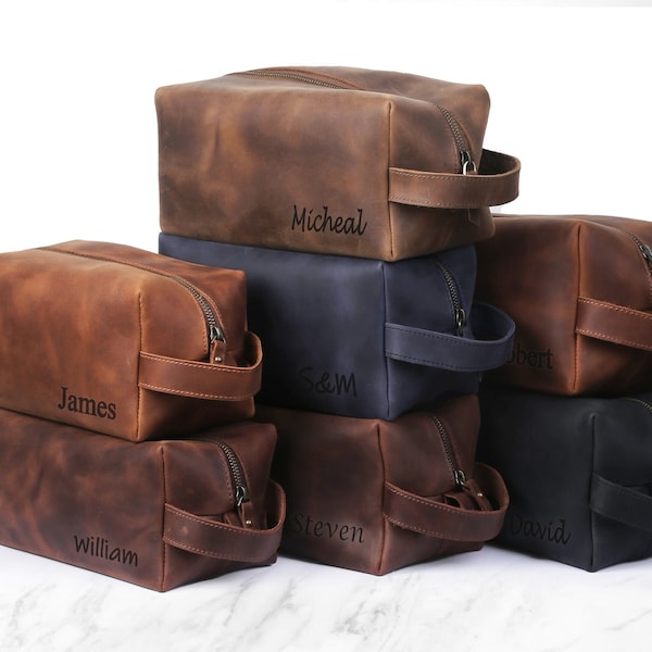 XL Personnalisé Cuir Dopp Kit Groomsmen Cadeau pour lui Sac de voyage en cuir Sac de toilette en cuir Cadeau anniversaire Cadeau de Noël