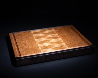 Tagliere in legno di noce americano e wengé inciso al laser, 15 x 12 x 1,5 pollici