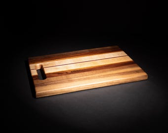 Tagliere per salumi da 16,5 x 12 x 1 pollici in noce, sapelli, ciliegio, viola e acero.