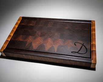 Ceppo da macellaio in legno di noce e acero con incisione laser, 24 x 14 x 2 pollici