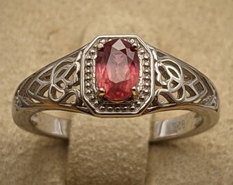 Gorgeous 925 SS Art Deco Ring with Breathtaking Pink Sapphire