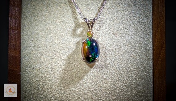 Bright and Luminous Bi-colored Ethiopian Opal with Crystal Opal accent in 925 Sterling Silver