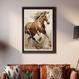 PRAIRIE&#39;S SPIRIT | Downloadable Print. Painting of a majestic stallion running. Painting of a horse.
