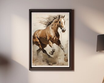 PRAIRIE&#39;S SPIRIT | Downloadable Print. Painting of a majestic stallion running. Painting of a horse.