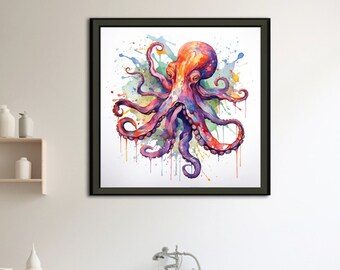 Octopus print | Framed Print - Museum-Quality Matte Paper Wooden Framed Poster