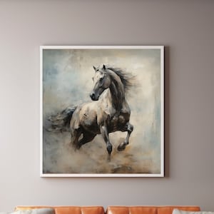 NOBLE SPIRIT | Portrait of a Stallion | Majestic horse running | Beautiful Downloadable painting of a horse. Download, Print and frame!
