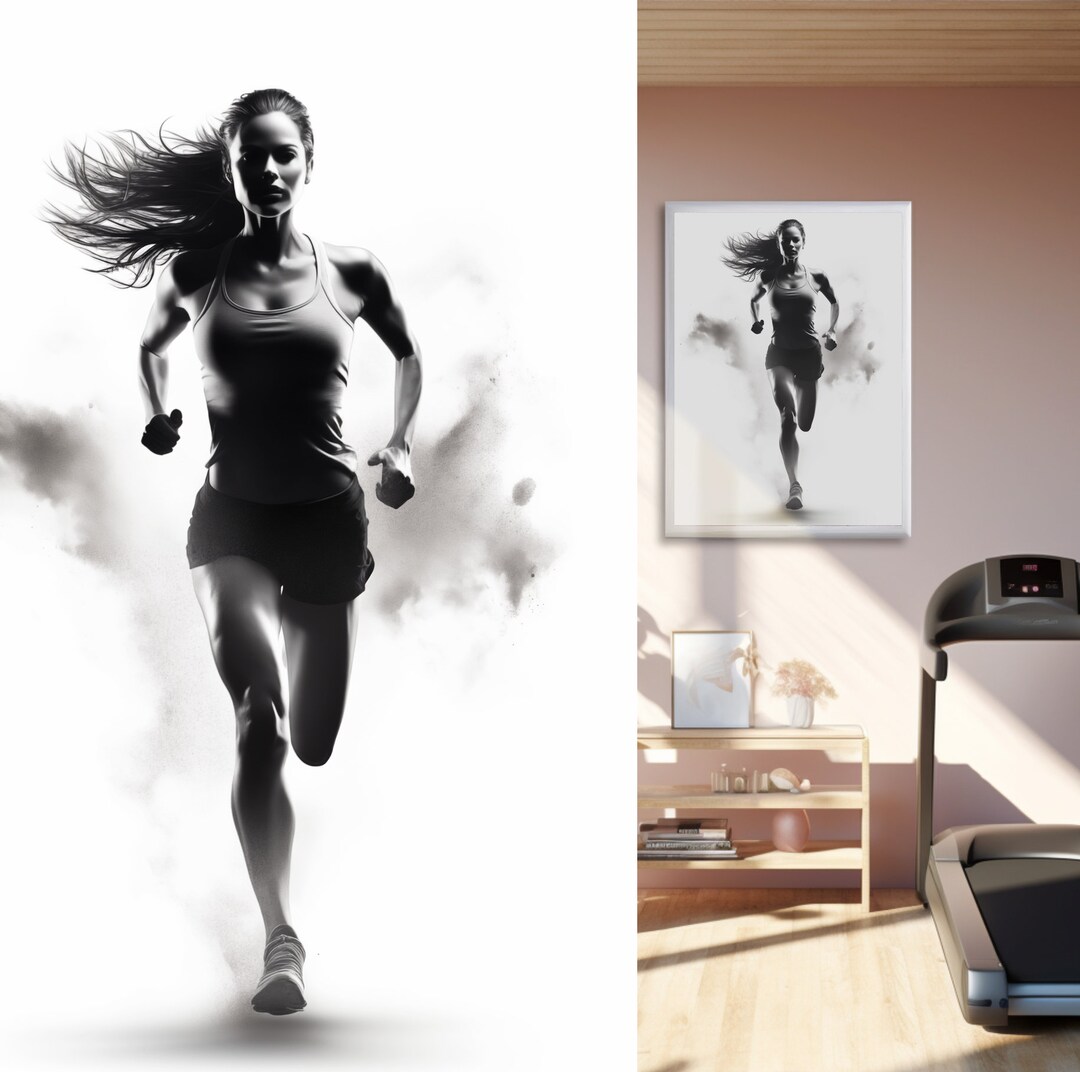 CLASSIC Runner - Black and White Image of a Competitive Woman Running ...