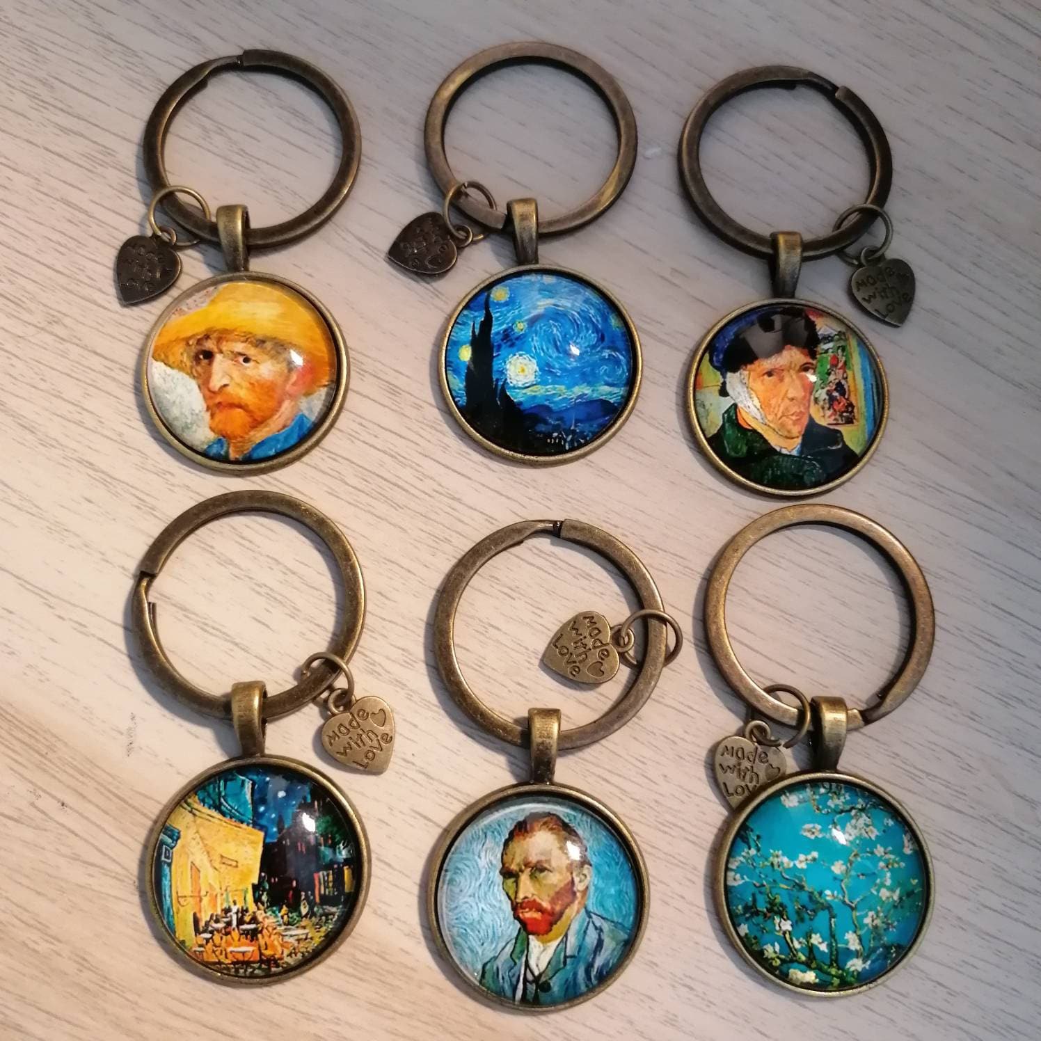 cadeau unique van gogh, porte-clé van gogh, porte-clé imprimé van gogh