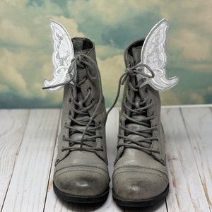 Pink & white wing combat boots clearance