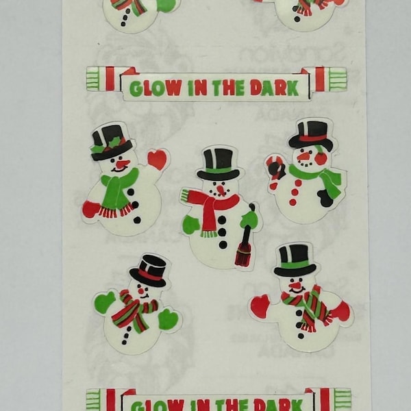 Sandylion GLOW in the Dark Christmas Snowman Stickers - STRIP / 3 Mods - !