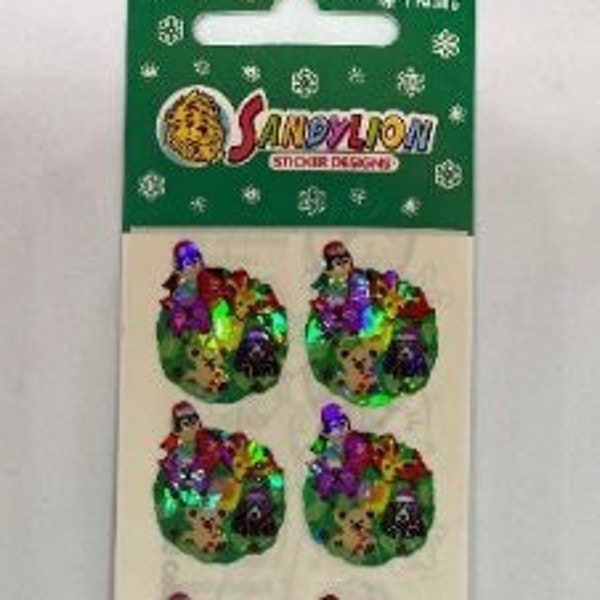 Sandylion Prismatic Christmas Wreath with Animals Stickers- 1 Strip BNIP - 3 Mods / Squares