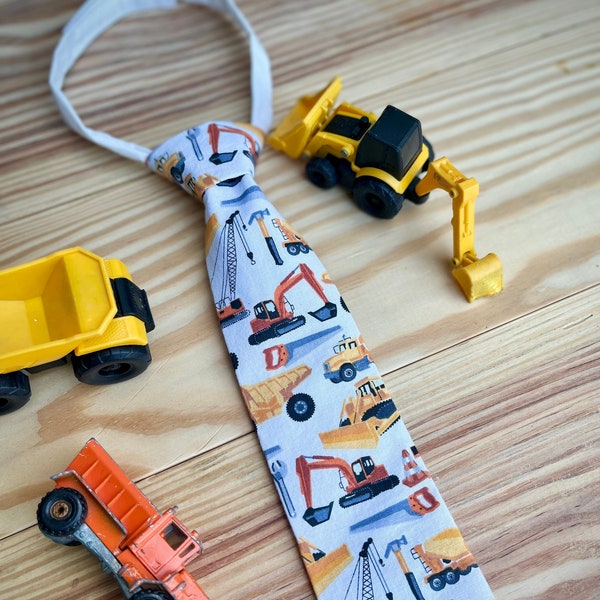 Boys tie, Dump truck tie for toddler, Excavator toddler, Construction birthday gift for kids, cute ties, formal event, church clothes