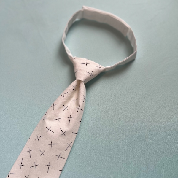 Cross tie for boy, CREAM Communion tie with Cross, Toddler boy Easter outfit, Religious apparel, Christening gift, First communion gift boys