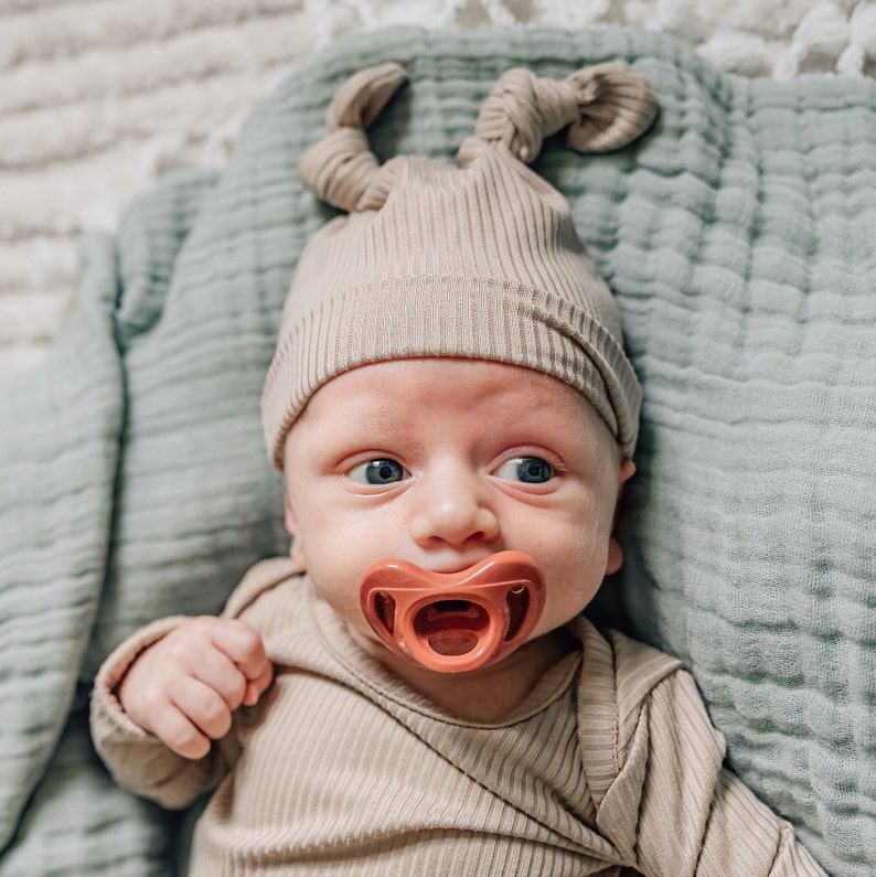 Personalized Knotted Gown, Baby Boy Hospital Outfit, Embroidered Baby