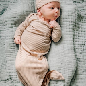 Personalized Knotted Gown, Baby Boy Hospital Outfit, Embroidered Baby ...
