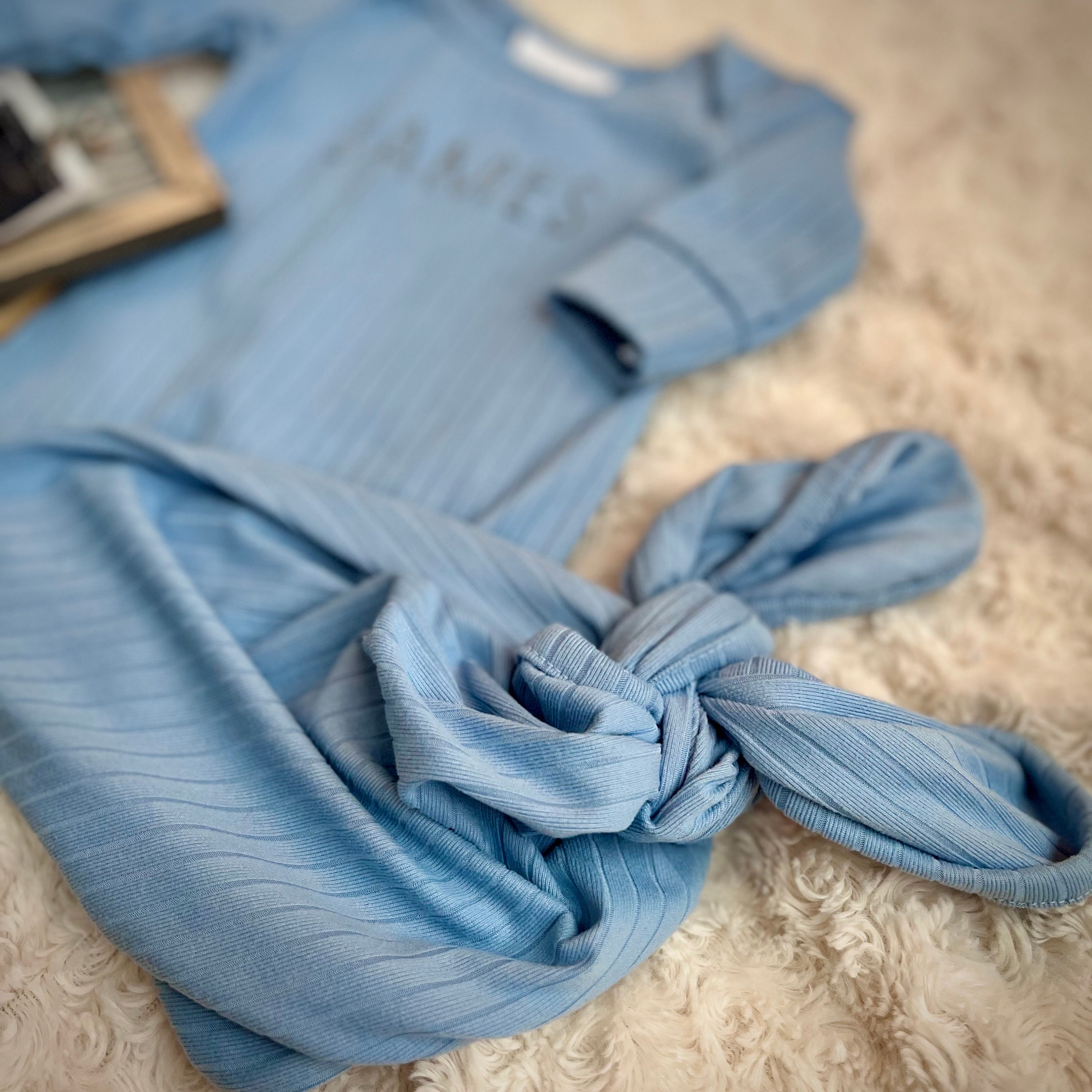 Personalized Knotted Gown, Baby Boy Hospital Outfit, Embroidered Baby ...