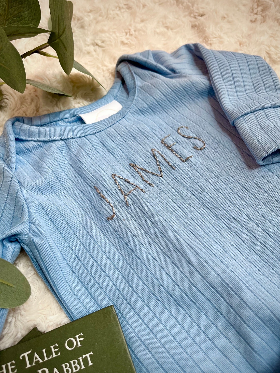 Bamboo Baby Gown Set: Personalized Purple Knotted Gown, Hat & Headband, Maternity robes, Gifts