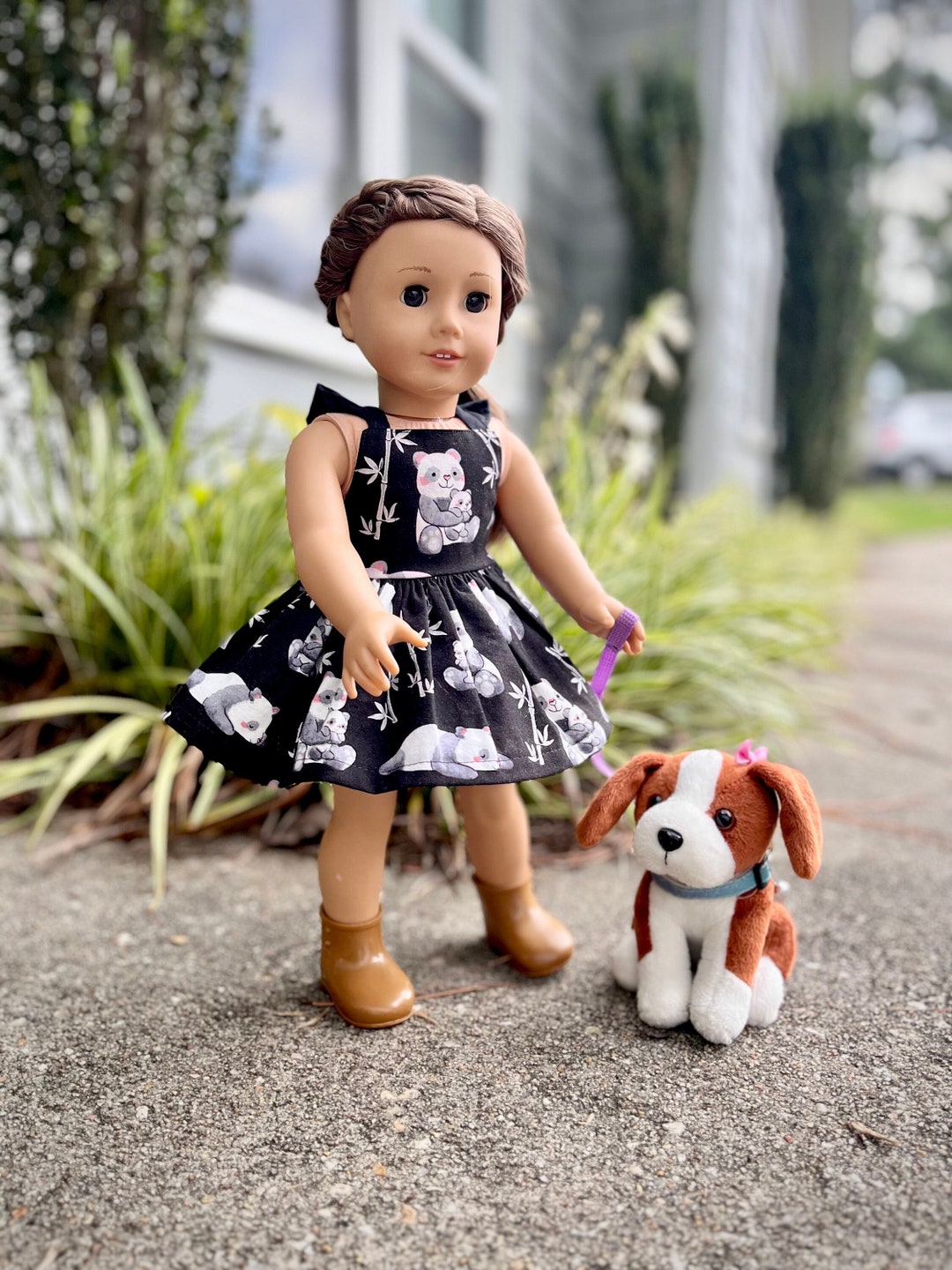 Matching Doll and Girl Clothes, 18 Inch Doll Clothes, Dolly and Me Dresses, Gift for Girl, Panda