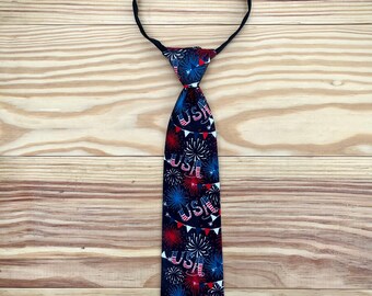 American flag tie for boys, 4th of July outfit toddler, patriotic bowtie, red white and blue necktie for pictures,church outfit for boy