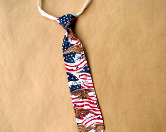 Boys patriotic tie, American flag tie for toddler, USA tie for boys, Red white and blue necktie, 4th of July apparel
