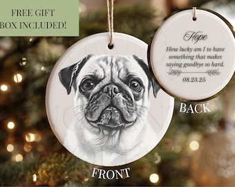 Custom Pet Portrait Christmas Ornament, Personalized Pet Sketch Keepsake