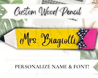 Personalized Teacher Pencil Desk Sign, Custom Teacher Gifts, Teacher Appreciation Gift, Personalized Teacher Pencil Sign, Pencil Name Plate