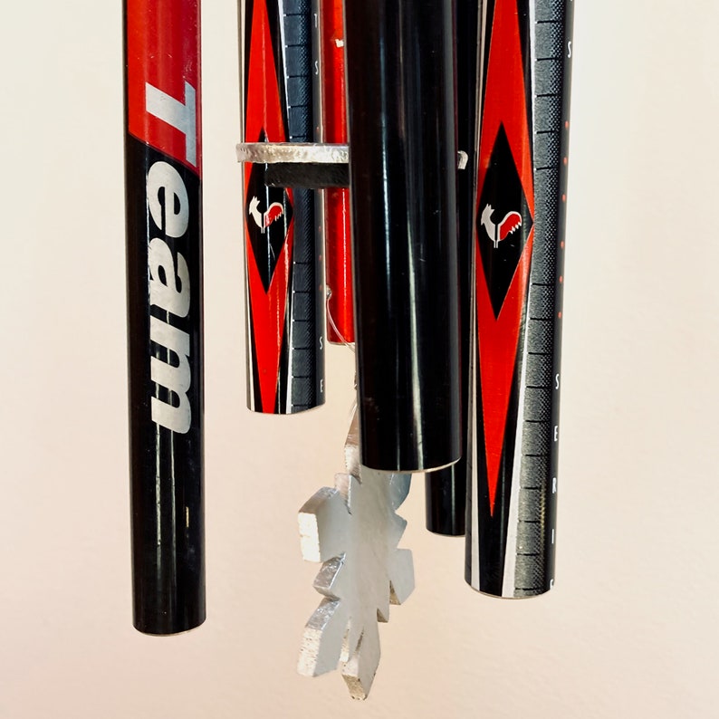 5pipe Downhill Ski Pole Wind Chime Rossignol Rooster Red Etsy
