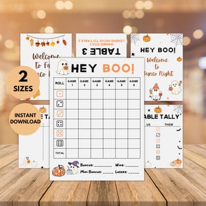 Halloween Fall BUNCO Printable Bundle, Score Cards, Tally Table Cards, Prize Cards, Game Night, Halloween Party, Autumn Thanksgiving Games